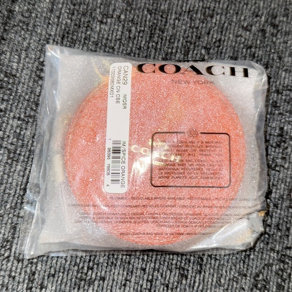 Coach Orange Card Case Wallet in Gold/Spice Orange Crossgrain Leather NWT - Picture 3 of 9